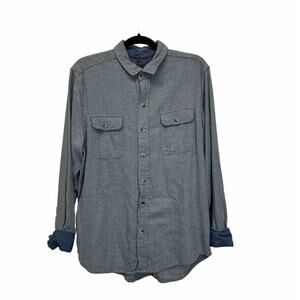 Woolrich Chamois Shirt Men’s Large Gray Long Sleeve Button Up Long Sleeve Cotton